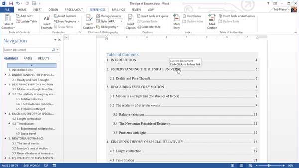 remove table of contents links in word document