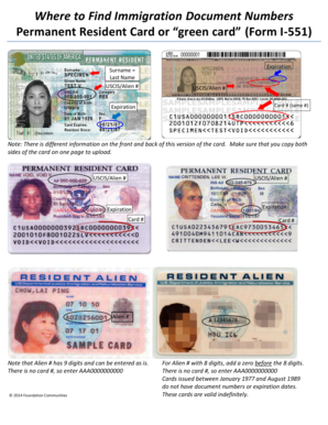what is the document number on a permanent resident card