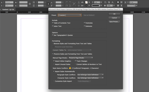 indesign copy from one document to another