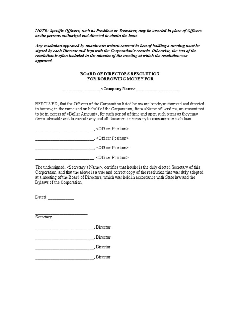 legal document about borrowing money