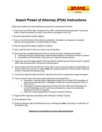 power of attorney document usa