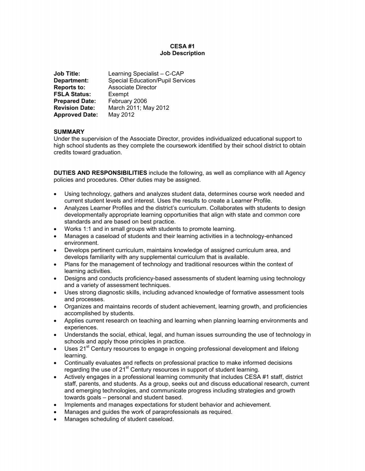 documentation specialist job description