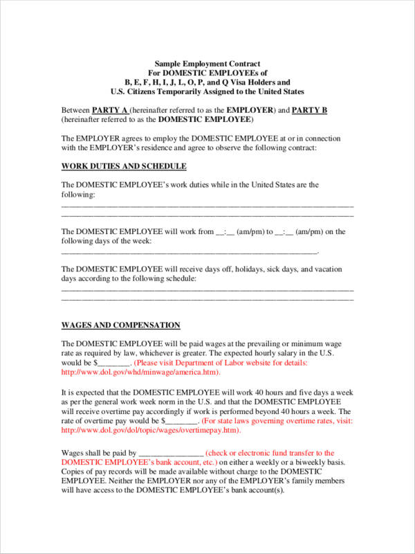 employment contract sample word document