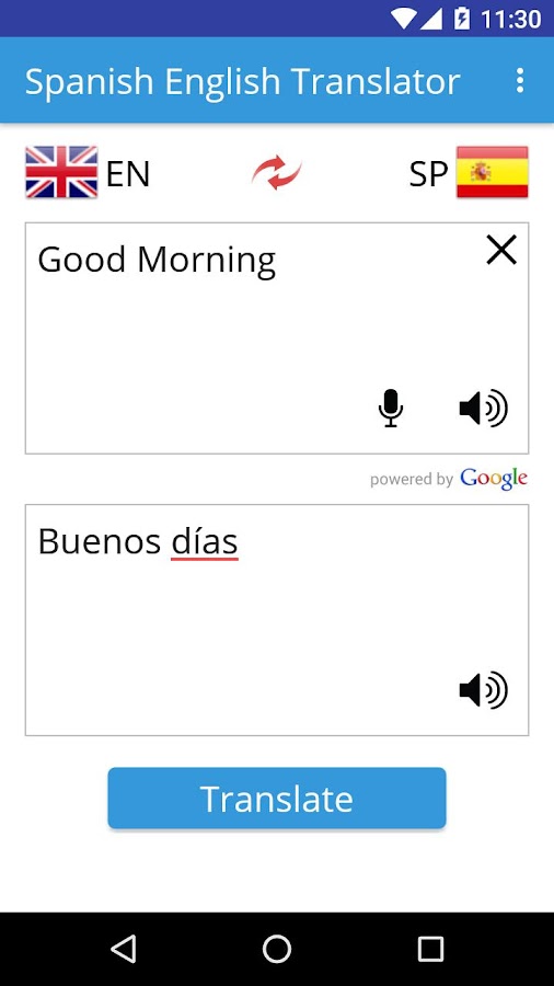 google translate voice spanish to english