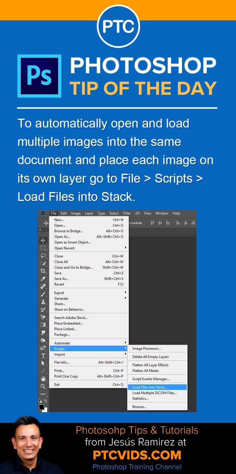 load multiple images into one document photoshop