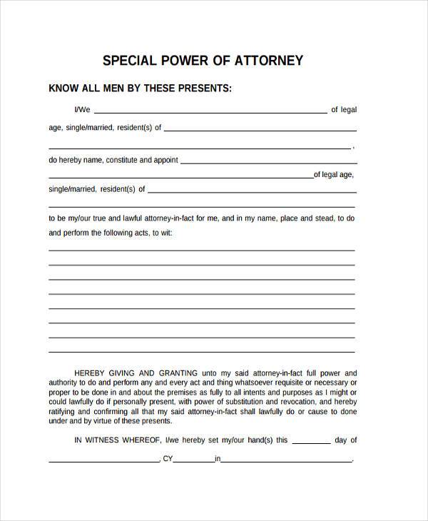 power of attorney document usa