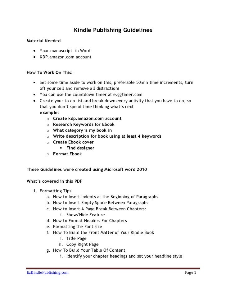 word document to kindle format